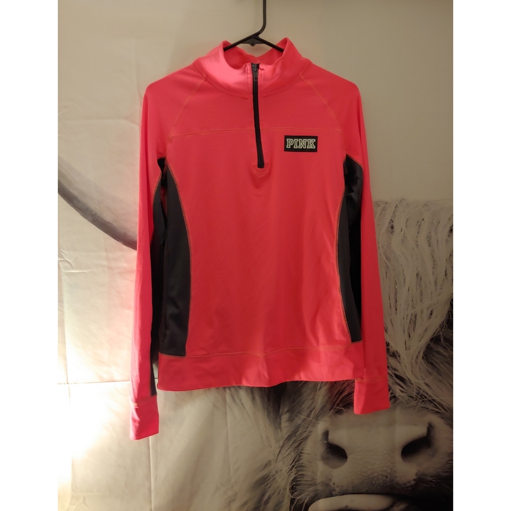 Pink Victoria Secret Ultimate partial zip stretch shirt